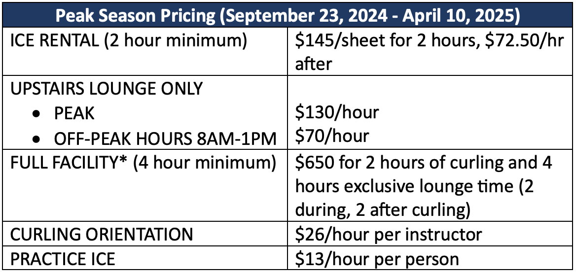 Curling rental info