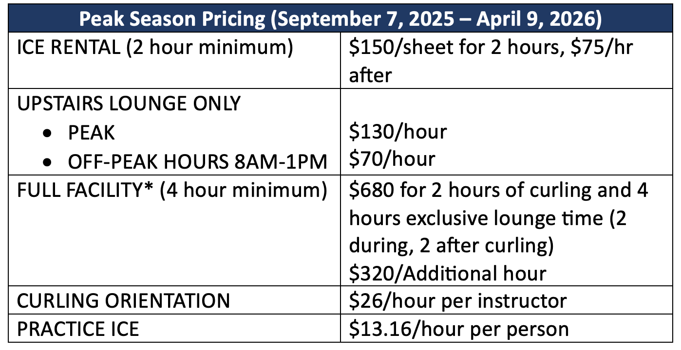 Curling rental info